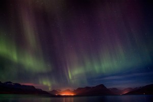 Northern lights seen from outside Reydarfjordur    